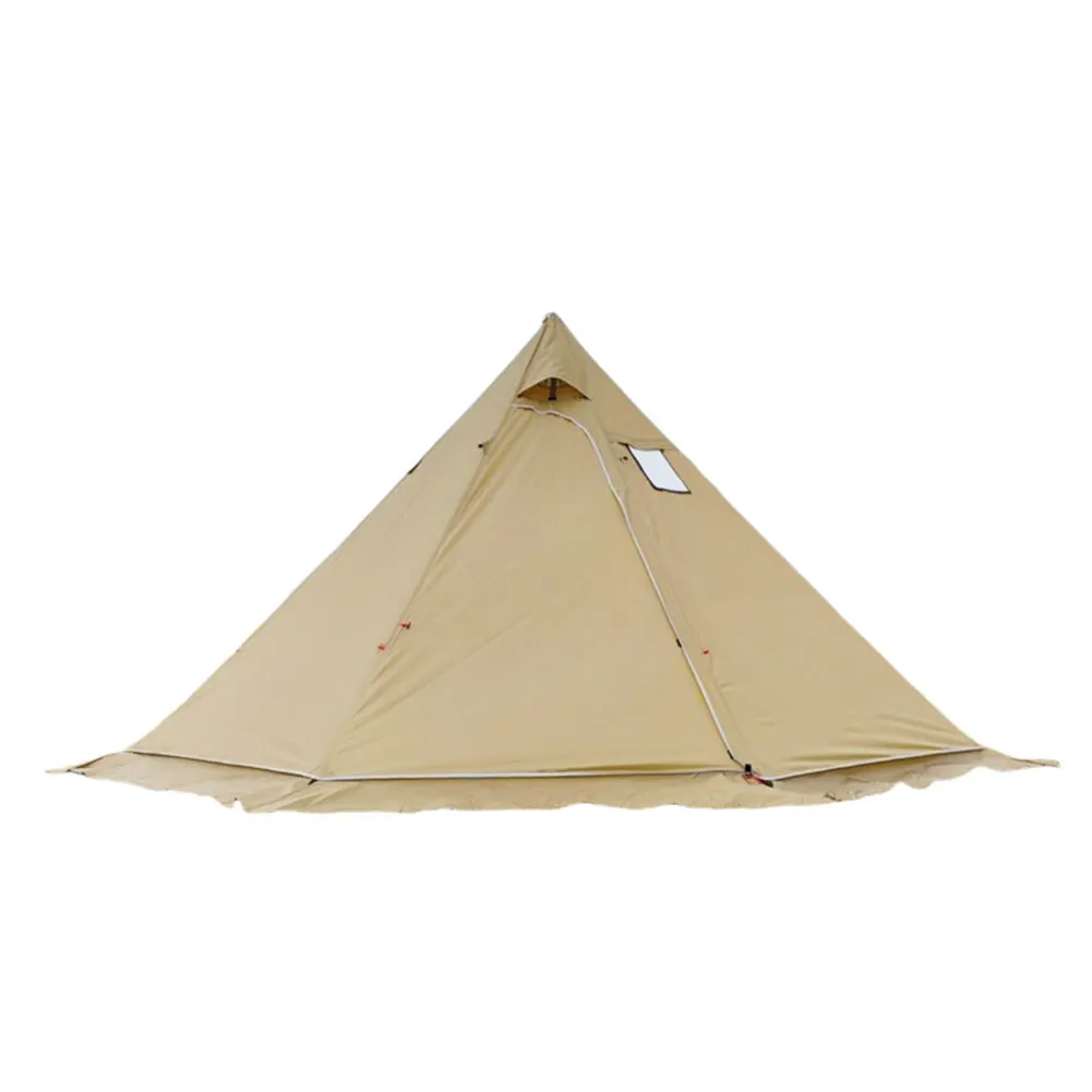 

Lightweight Camping Tent Brown Pyramid Tent 210T Tear-resistant Plaid Cloth 220cm Height Aluminum Alloy Bracket