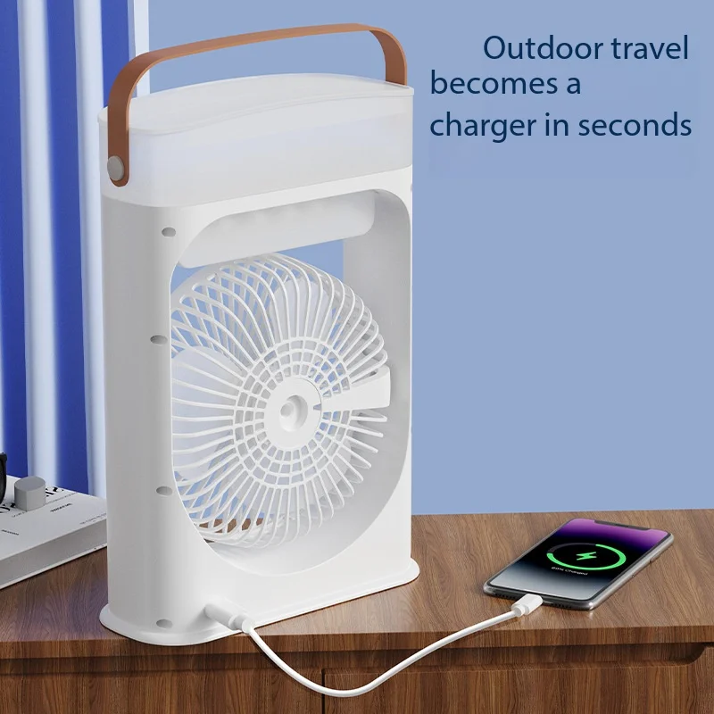Portable outdoor cooling fan with spray function can also be used as a charging treasure spray fan and atmosphere night light
