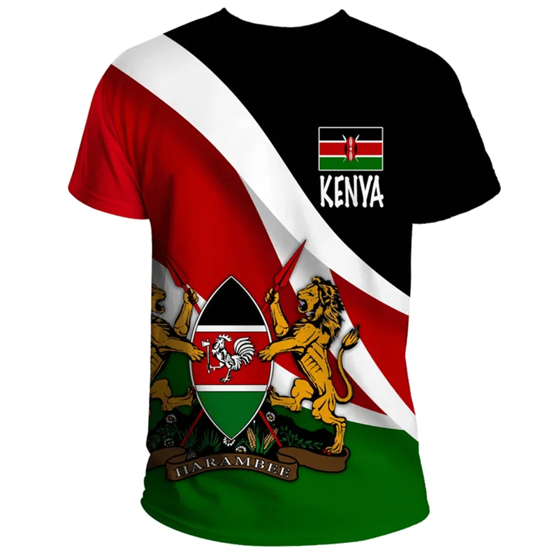 Kenya National IndependenceDay 3D Printed T Shirt The Republic-of Kenya Emblem Falg Graphic Short Sleeves Vintage Tee Shirts Top