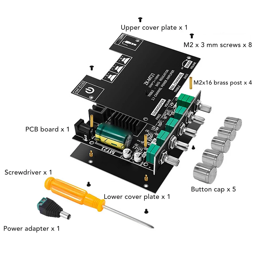 

2.1 Channel Bluetooth-Compatible Audio Power Amplifier Module with Treble and Bass Control 50Wx2+100W AMP Board for DIY Speakers