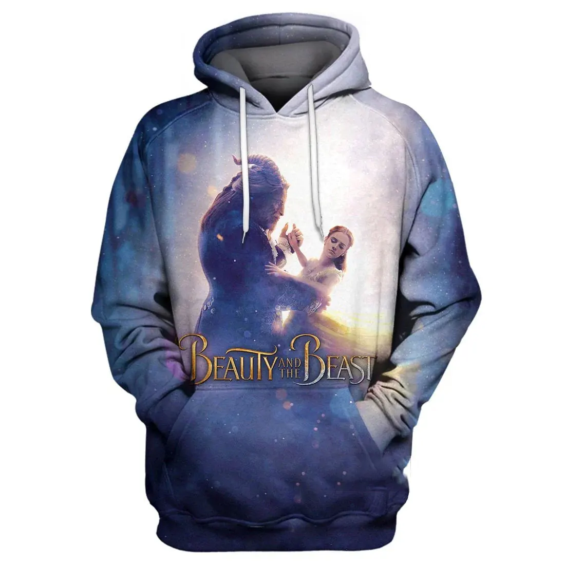 2024 Spring and Autumn 3D Printing cartoon Beauty and the Beast Unisex Couple Hoodie Children's Street Leisure Sports Pullover