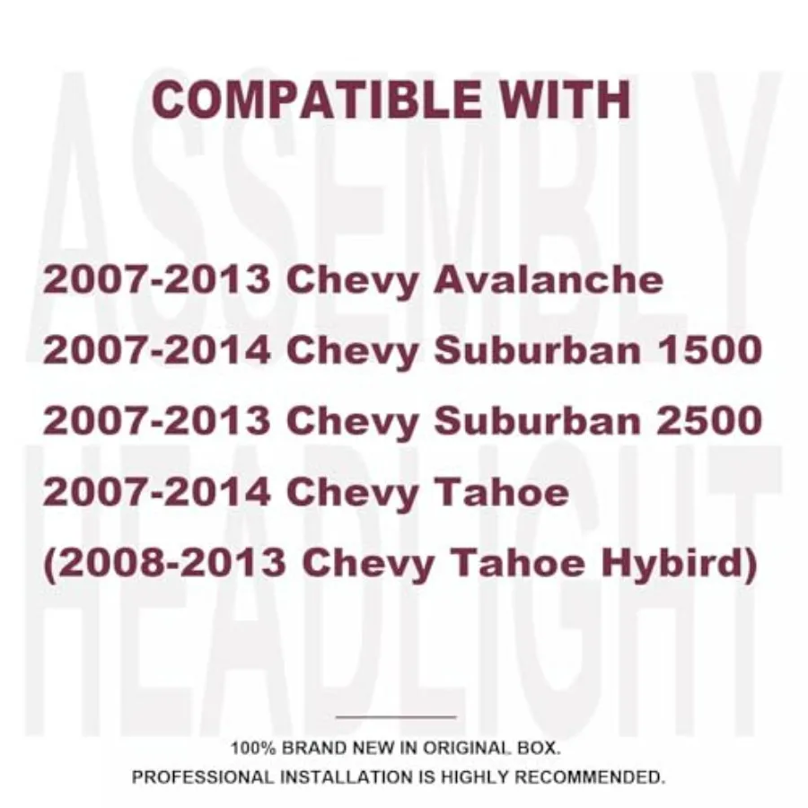 مجموعة المصابيح الأمامية المعتمدة من وزارة النقل متوافقة مع 20072014 تشيفي تاهو تشيفي سوبربان 1500 2500 20072013 استبدال تشيفي أفالانش #2