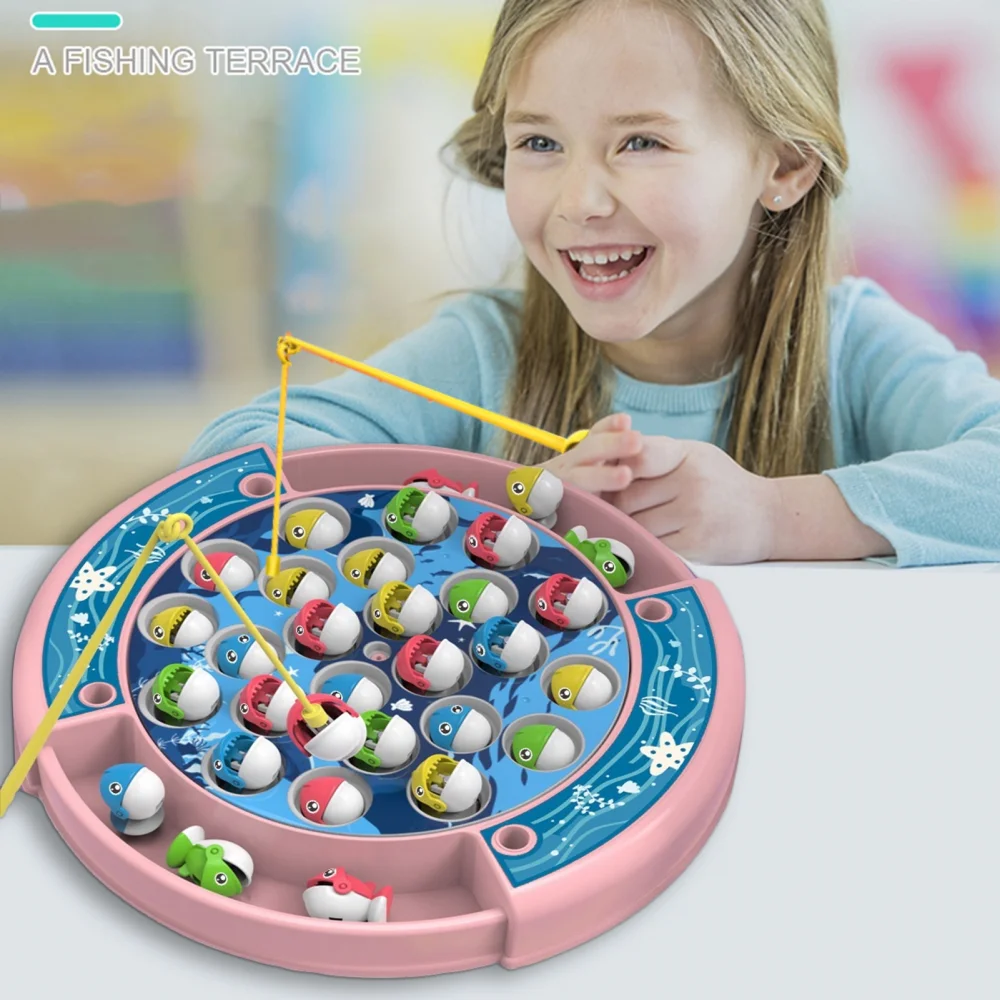 Kinderen Magnetisch Vissen Spelen voor Kinderen Elektrisch Vissen Speelgoed Hebben Muziek Rotatie Spel Vis Hengel Onderwijs Baby Verjaardagscadeautjes