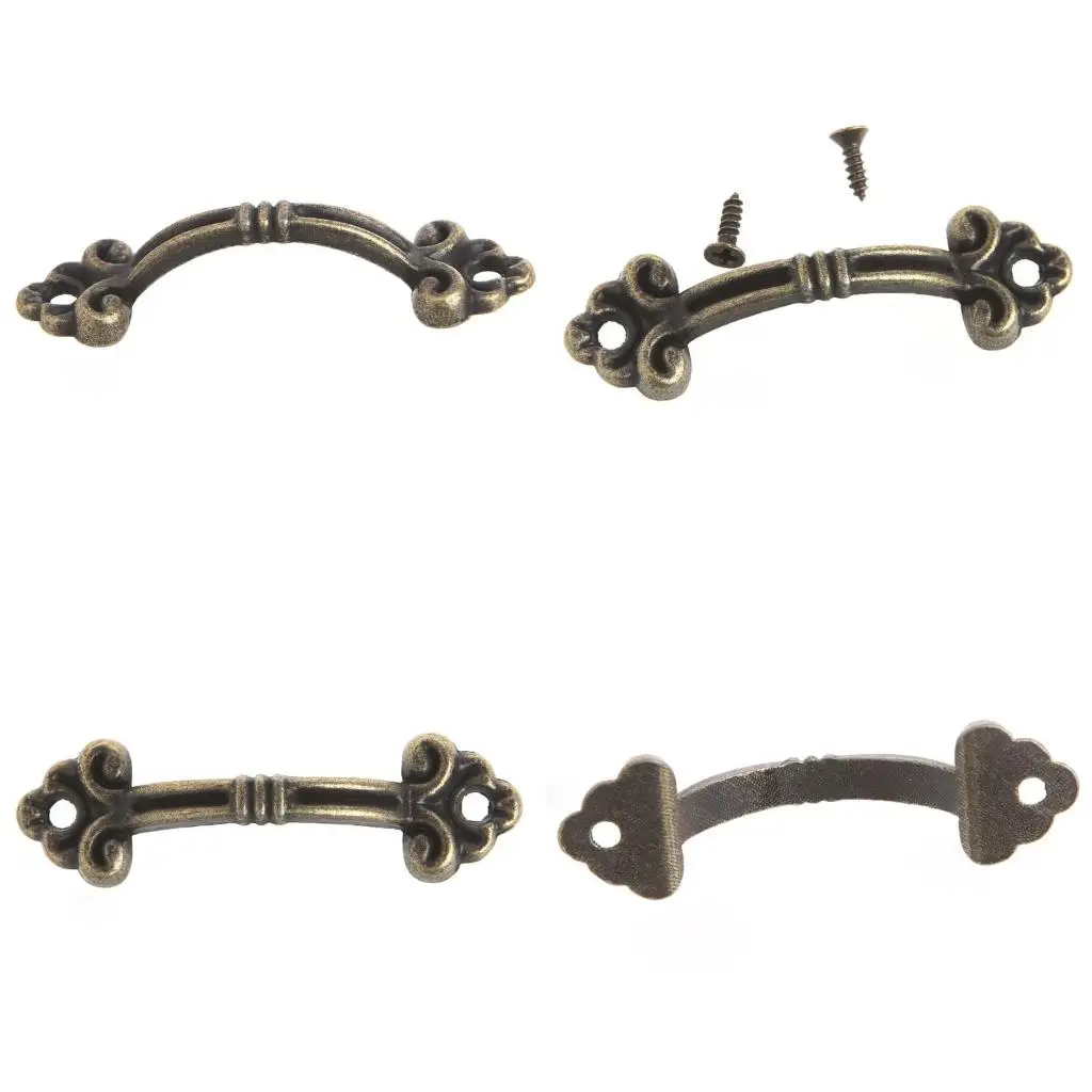 10x Handle Knob Retro Arch Tracery Drawer Wooden Jewelry Box Bronze Cabinet Pull
