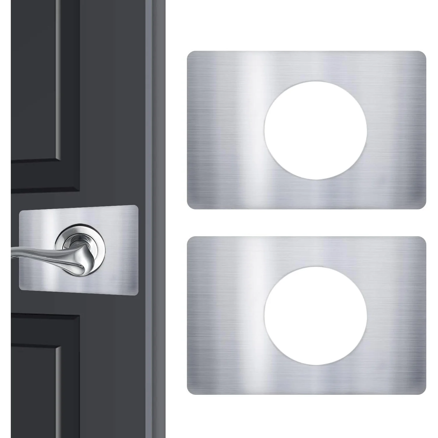 2pcs Door Lock Repair Plate Set, Stainless Steel Door Reinforcement& Fixing Cover, Door Knob Lever Deadbolt Filler Backplate