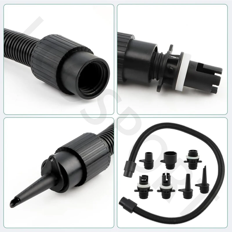 Paddle Board Pump Adapter Set, Sup Air Pump Hose with 7 Nozzles for Inflatable Paddleboard, Boat, Tent, Pool, Kayak