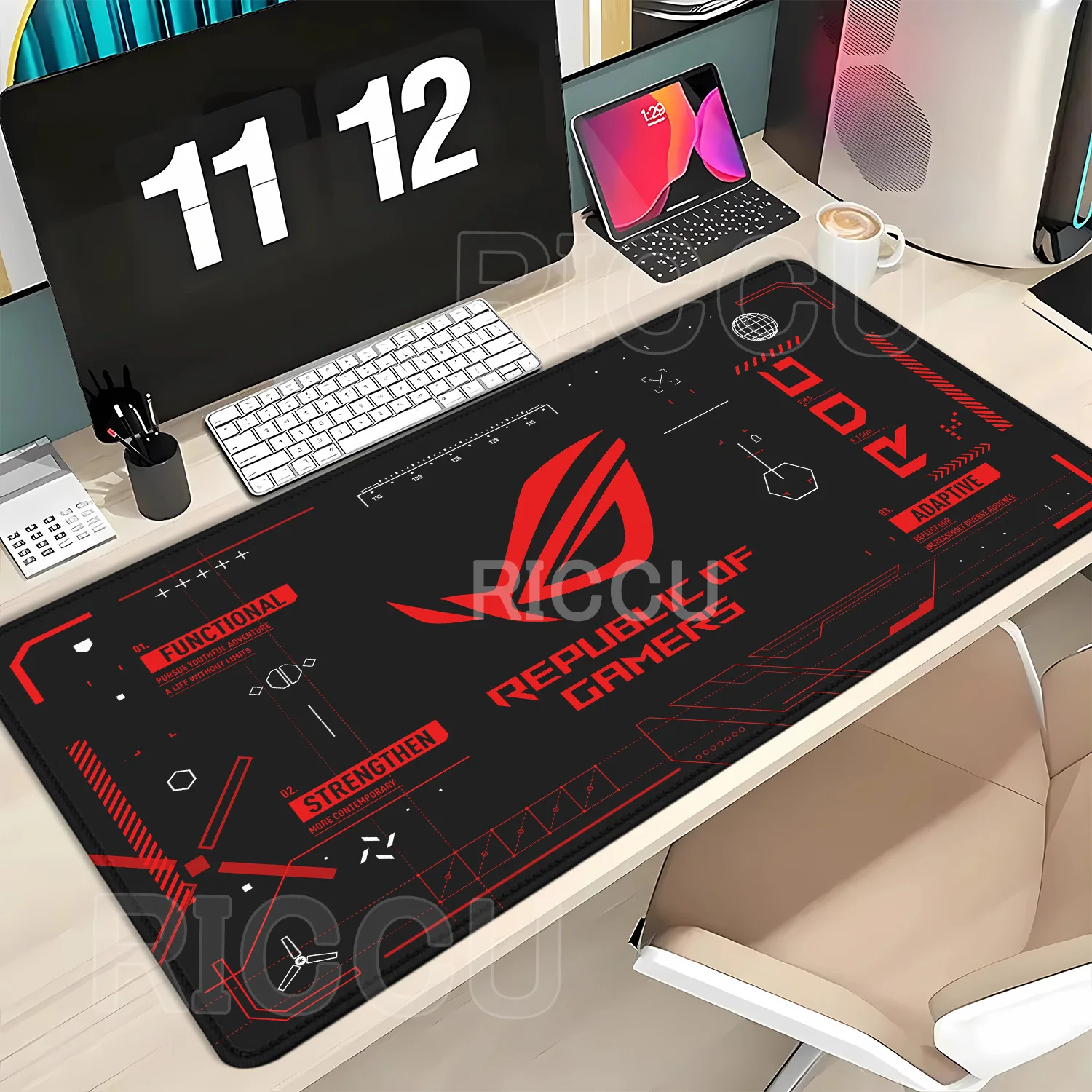 A-ASUS Large Gaming Mouse Pad R-ROG PC Computer Gamer XXL Nonslip Keyboard Mousepad HD Printing Office overlock esports Desk Mat