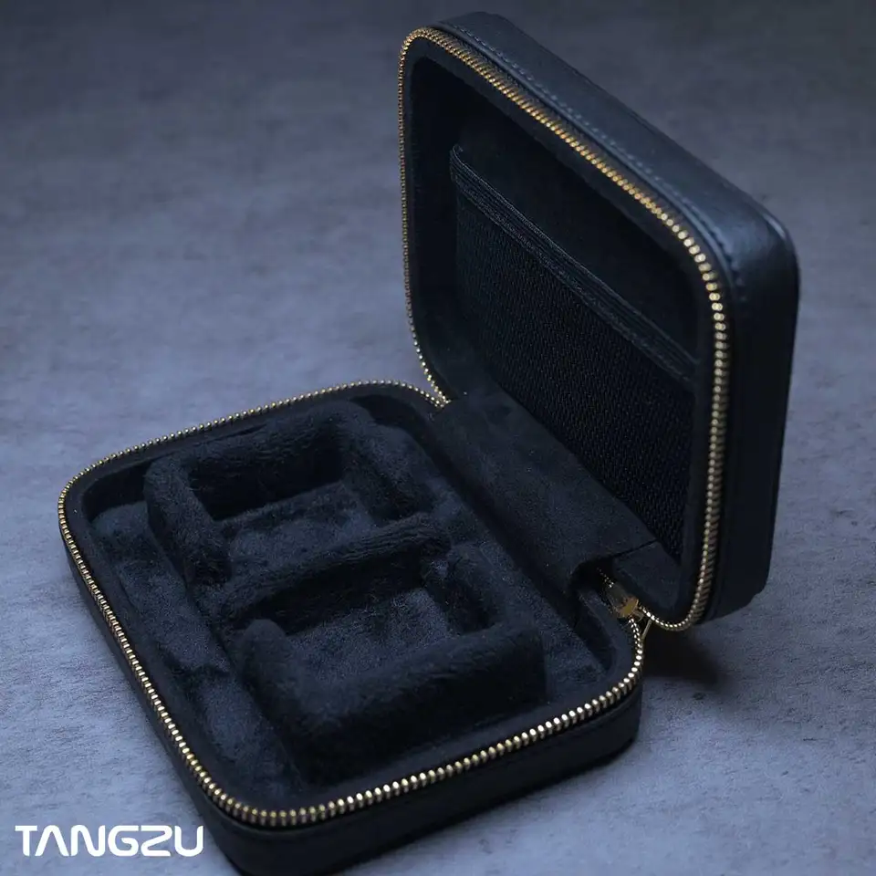 TANGZU 革製イヤホンケース 黒 1個