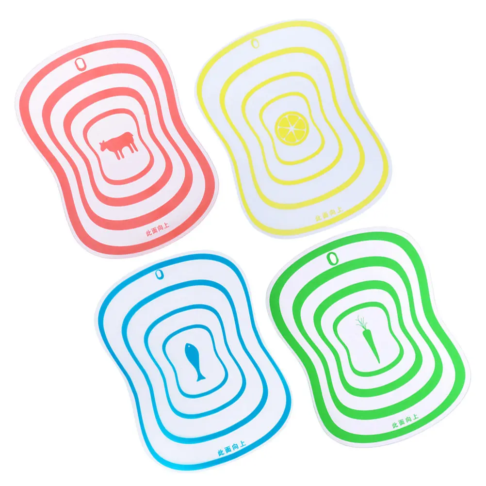 4Pcs Hourglass Shape Flexible PP Cutting Boards Non-Slip Food Safe Color Coded Chopping Mats for Kitchen Picnic Camping Outdoor