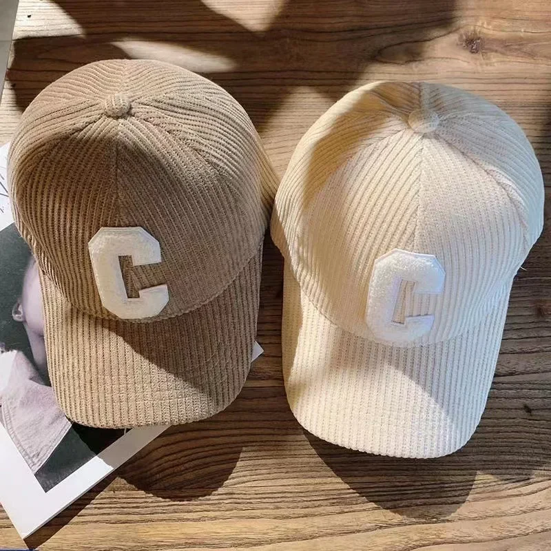 Casquette de Baseball en Velours Côtelé avec Lettre C pour Homme et Femme, Chapeau de dehors, Réglable, Unisexe, Hip Hop, pour Queue de Cheval,