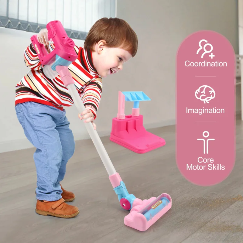 Elektrische Mini Stofzuiger Simulatie Huishoudelijk Werk Stofvanger met Licht voor Kinderen Geschenken Educatief Fantasiespel Speelgoed