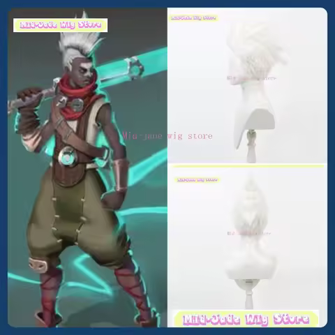 Mid-jade Wig Store League Of Legends Arcane Ekko Cosplay Wig Anime Game Role Playing Synthetic Hair Halloween Party