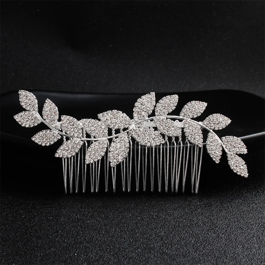 Efily Classic Silver Color Wedding Hair Combs Hairpins Crystal Rhinestone Bride Hair Accessories Women Tiara Bridal Hair Jewelry