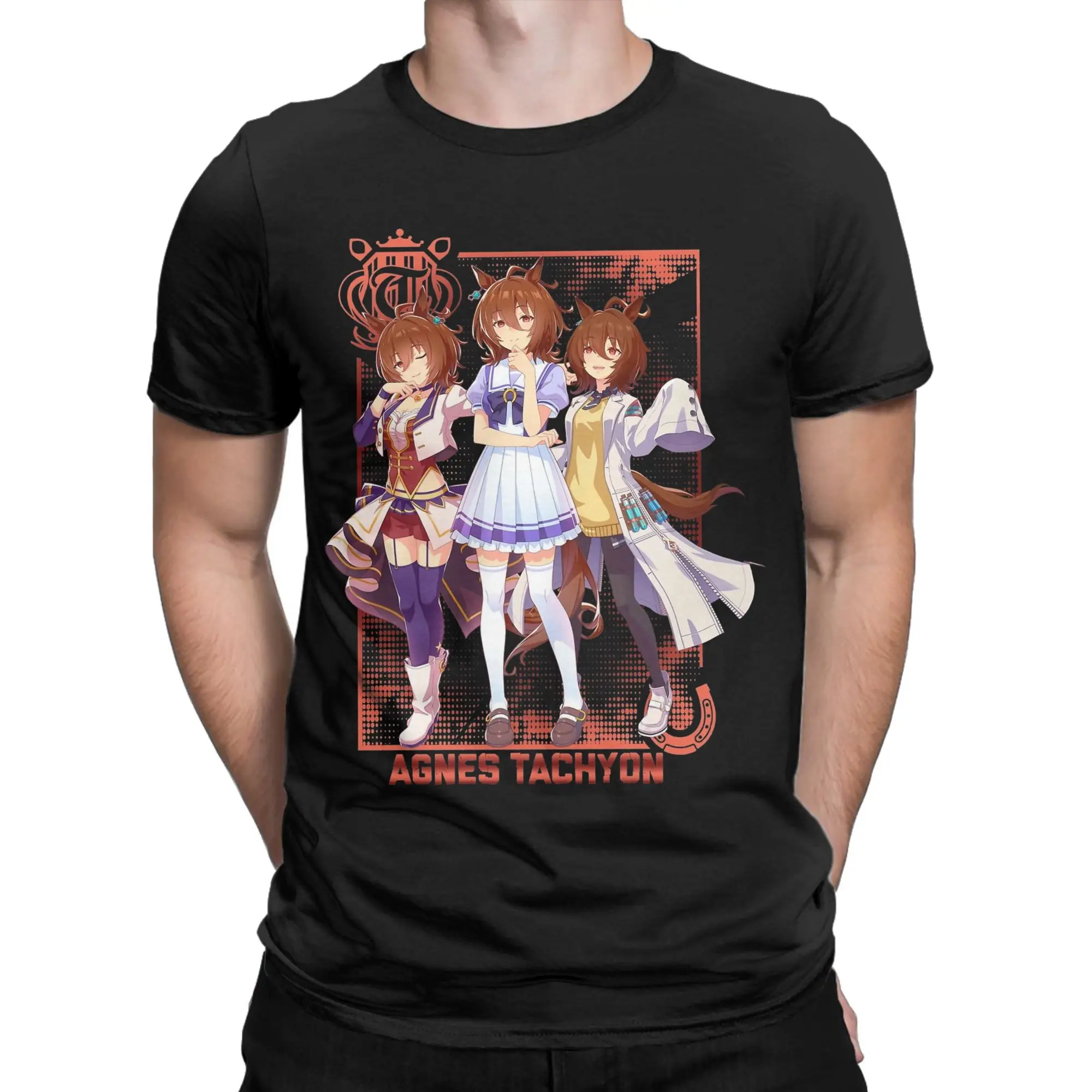 Agnes Tachyon Uma Musume Anime T Shirt for Men 100% Cotton Funny T-Shirts Round Neck  Tee Shirt Short Sleeve Tops Original