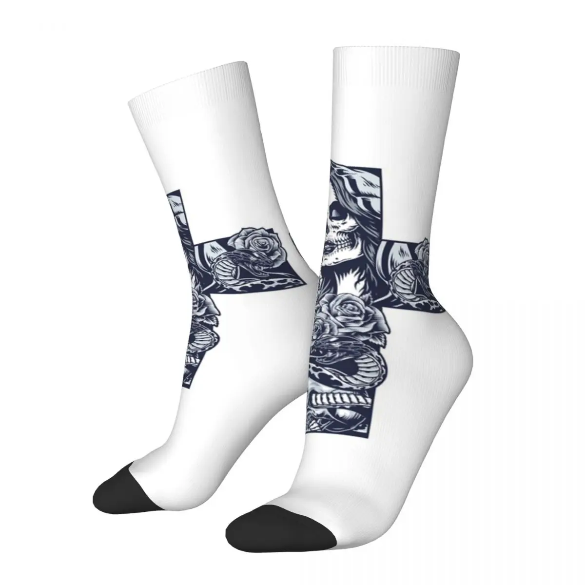 Hip Hop Vintage Underworld Crazy Men's Compression Socks Unisex Tatto Street Style Pattern Printed Funny Novelty Happy Crew Sock