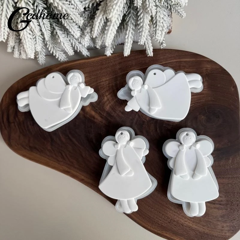 【New】1Pcs Christmas Tree Hanging Ornament Plaster Concrete Resin Mould DIY Angel Love Girl Silicone Mold Girl Craft Supplies