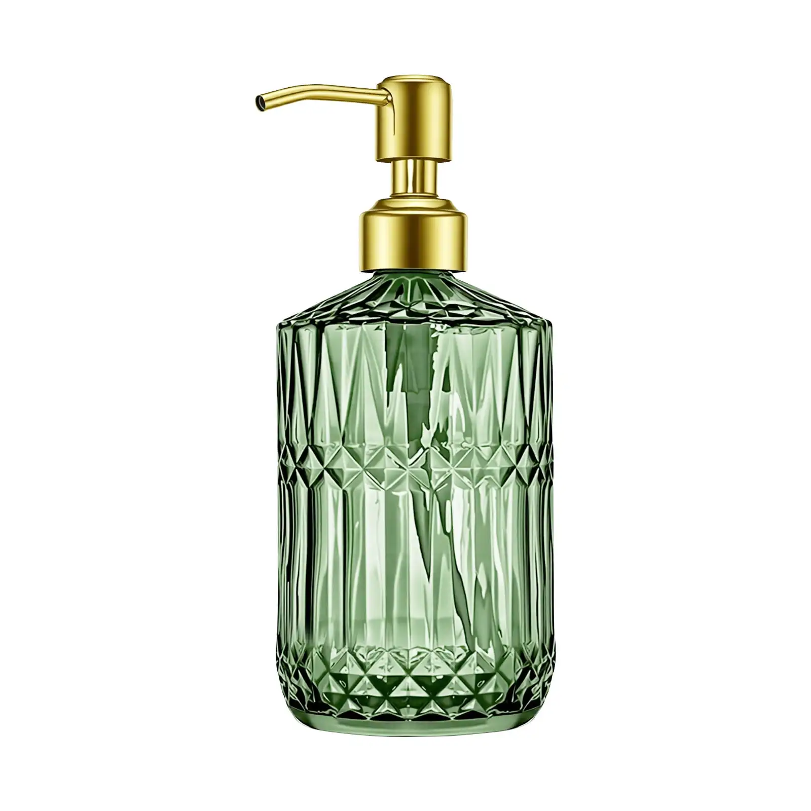 

18Oz Green Glass Soap Dispenser with Gold Rust Proof Pump, Refillable Kitchen soap Dispenser for Dish Soap, Soap Dispenser