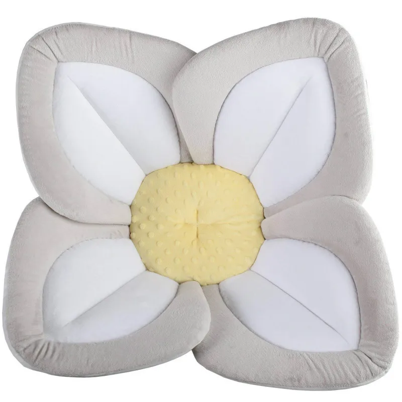 Blooming Bath Lotus Baby Bath Seat Plush Minky Baby Sink Bathtub Mat Cushion Safe Flower Seat for Newborns