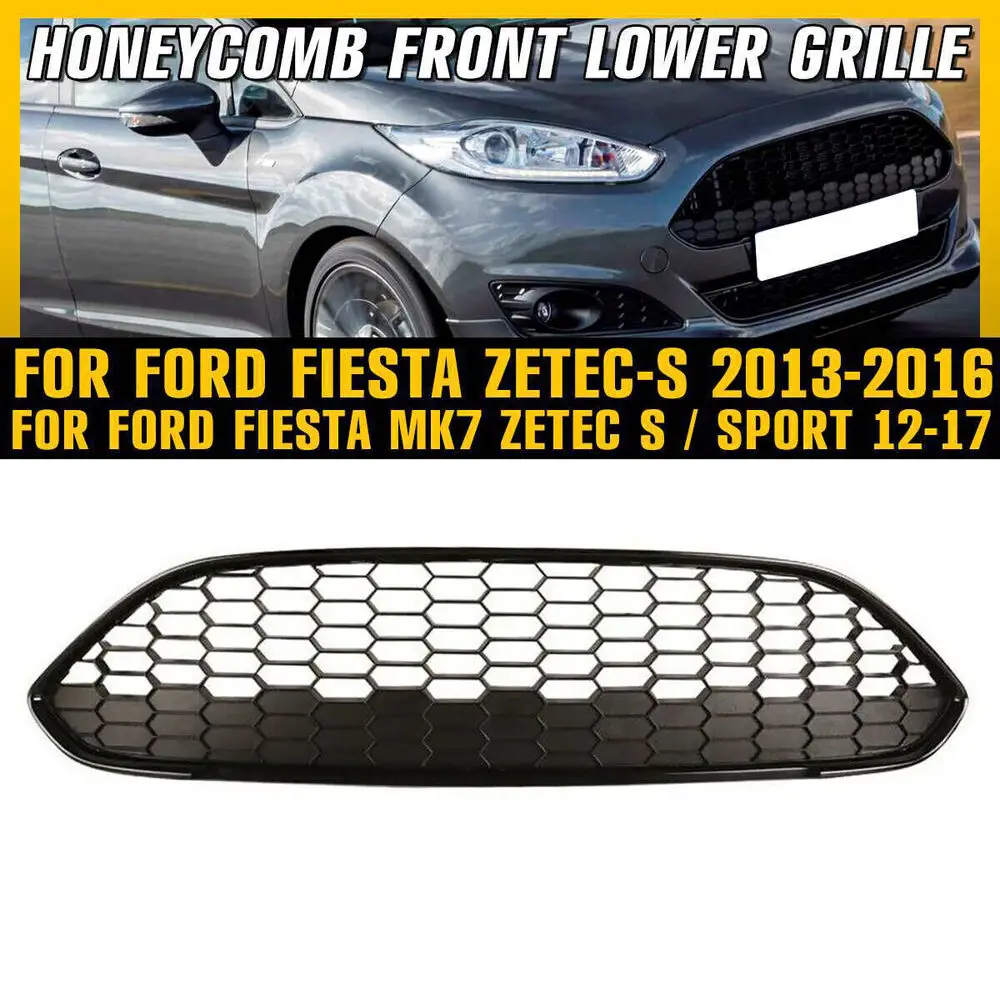 For Ford Fiesta Zetec-S 2013-2016 MK7 Black Honeycomb Front Bumper Centre Grille