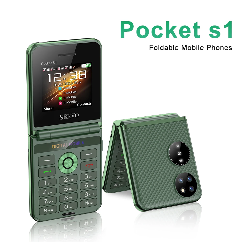 2024 SERVO Pocket S1 New Flip Mobile Phone 4 SIM Standby 2G GSM Auto Call Record Video Player Speed Dial Magic Voice Cellphones