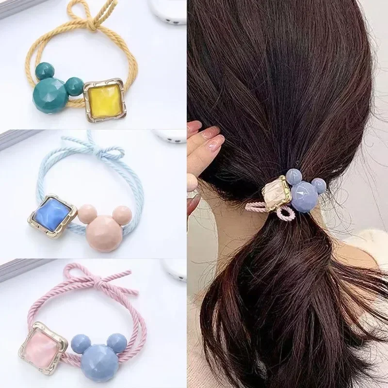 

Disney Mickey Mouse Hair Band Girls Anime Headwear Bracelet Elastic Scrunchies Women Fashion Hair Tie Bands Accessories Ropes