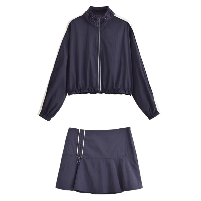 Primavera 2025 delle nuove donne Jaet ortsuit Design a strisce laterali ort Lunghezza Capispalla Faionable Cact Set per giovani donne