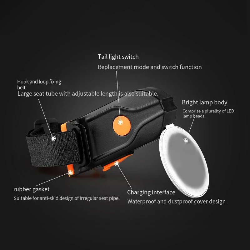 Night Ride Bicycle Taillight, Luz De Bicicleta, Carregamento De Luzes De Montanha, Road Bike, Equipamento Criativo