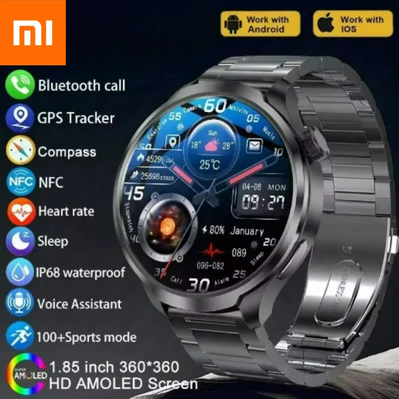 Xiaomi 2026 nuevo GPS deportes NFC moda Smartwatch hombres 1,85 "pantalla AMOLED ritmo cardíaco presión arterial salud reloj inteligente