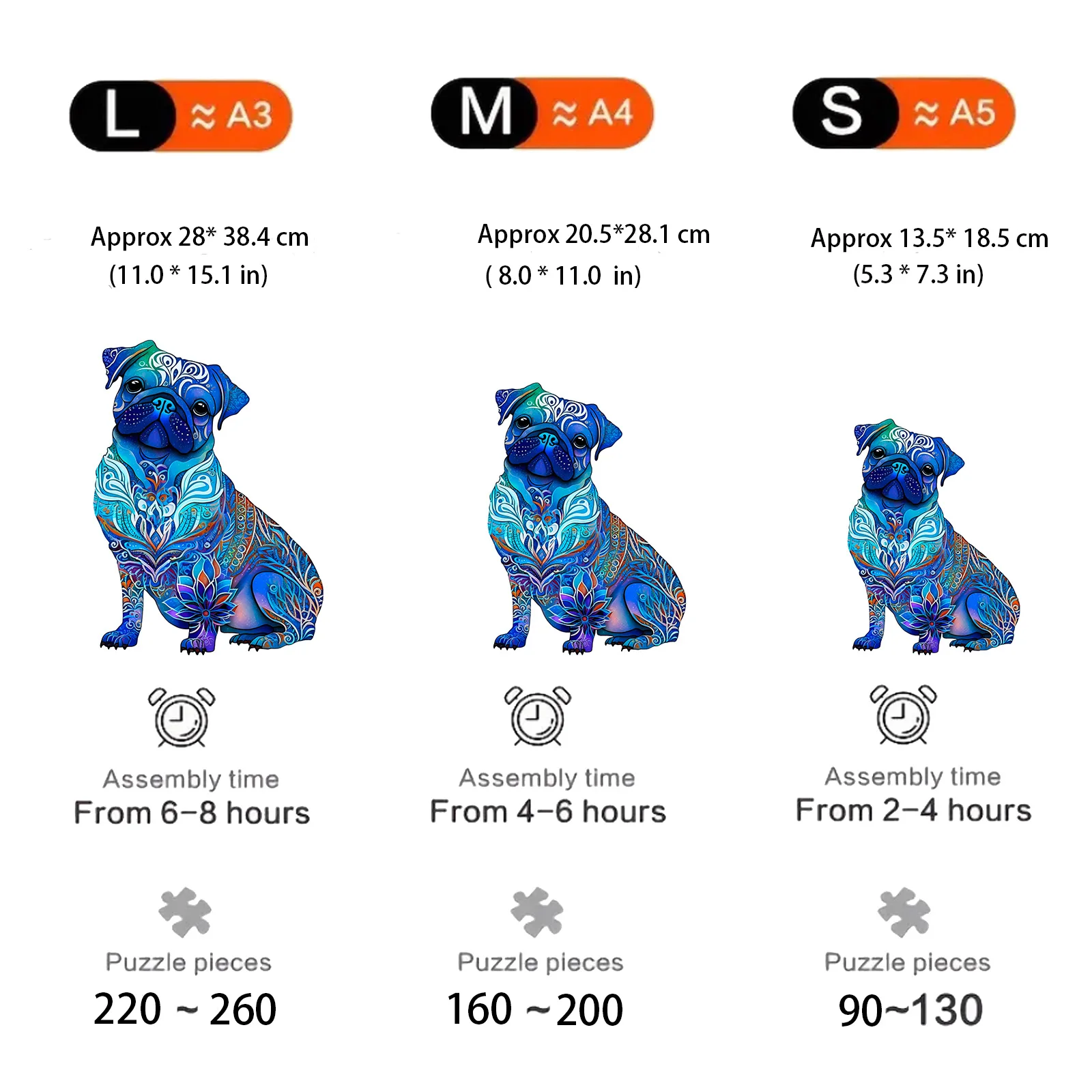 Cute puppy pattern wooden puzzle with irregular animal shapes, stress relieving toys, holiday birthday gift for boys and girls