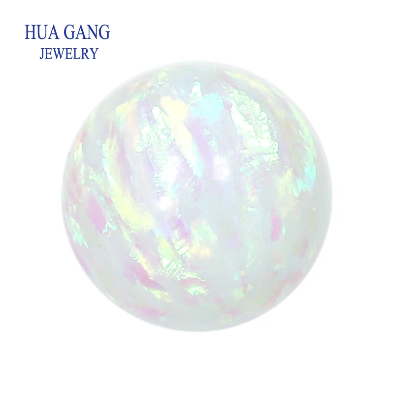 Synthetic Opal OP16 White color Synthetic Round Ball Opal Half Hole Fully Drilled Beads Synthetic Opal Wholesale