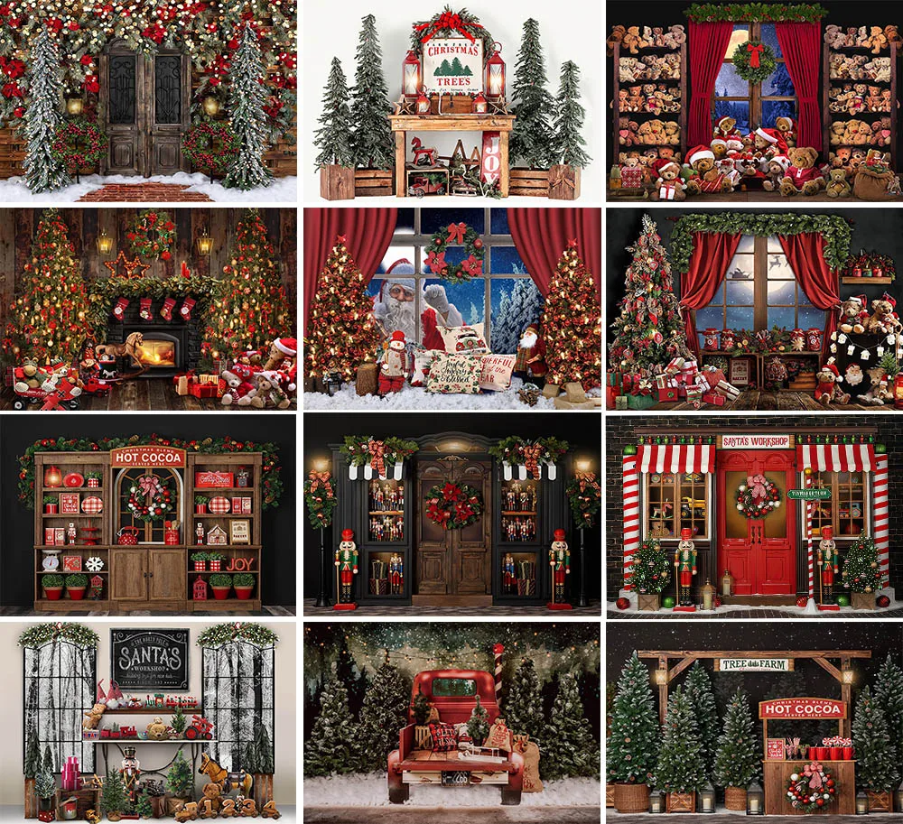 Mehofond-Fondo de fotografía de Navidad, Papá Noel, ventana de cacao caliente, árboles de Navidad, vacaciones, niños, Retrato, decoración, telón de fondo para estudio fotográfico