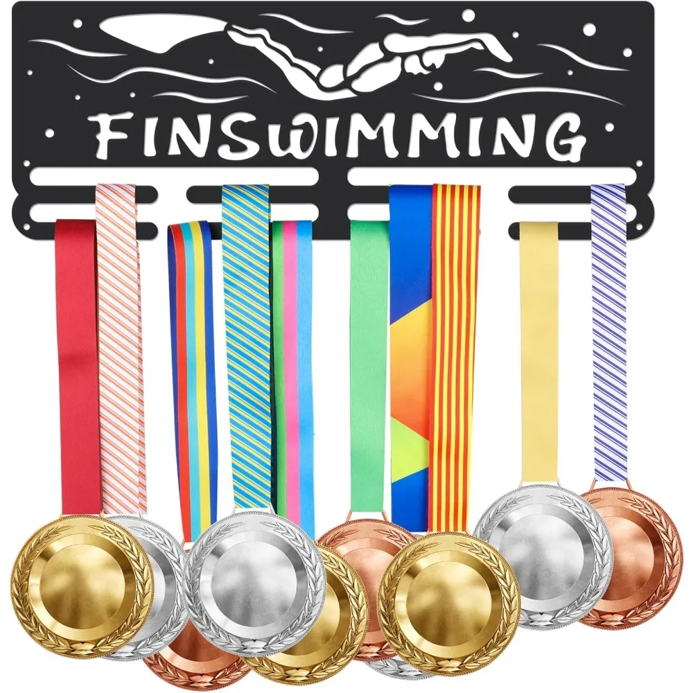 

Finswimming Medal Hanger Display Holder Sports Medal Display Rack for 40+ Fin Swimming Medals Trophy Holder Awards Sports