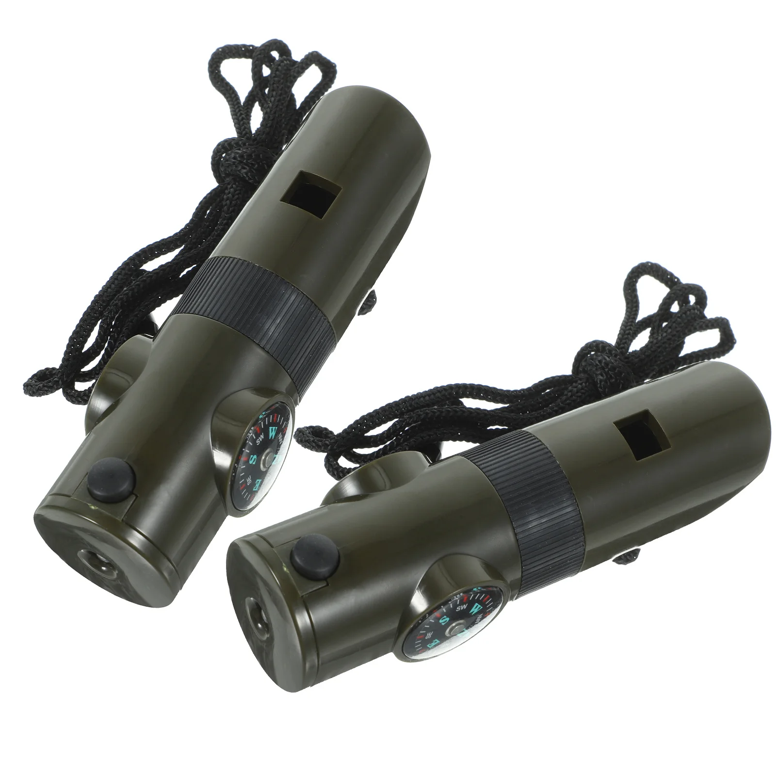 2 قطعة صفارات إنقاذ متعددة الوظائف البوصلة ميزان الحرارة بصوت عال صافرة الطوارئ المحمولة التخييم التنزه أدوات في الهواء الطلق