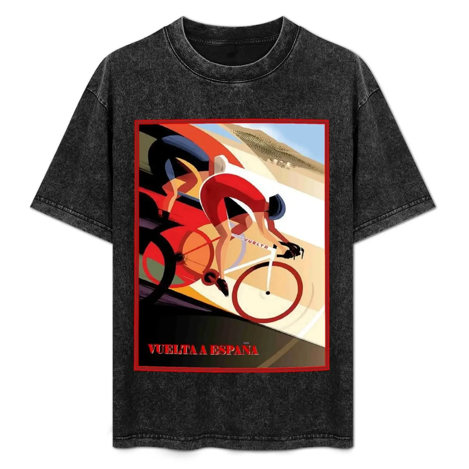 

VUELTA A ESPANA : Abstract Bicycle Racing Print T-Shirt korean fashion customizeds T-shirt men