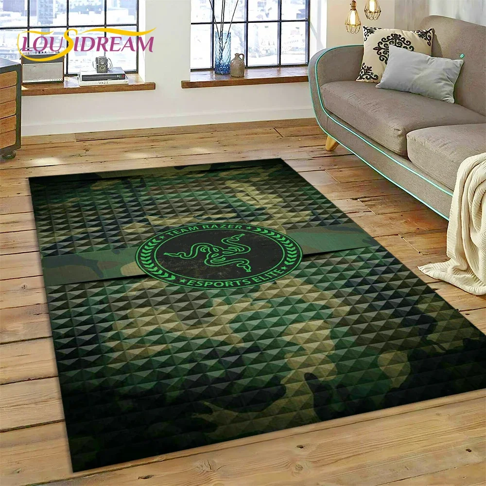 Razer Logo Game Snake Cartoon Customized Rug Carpet for Living Room Bedroom Decor,Non-slip Decoration for Sofa Doormat Gift Kid