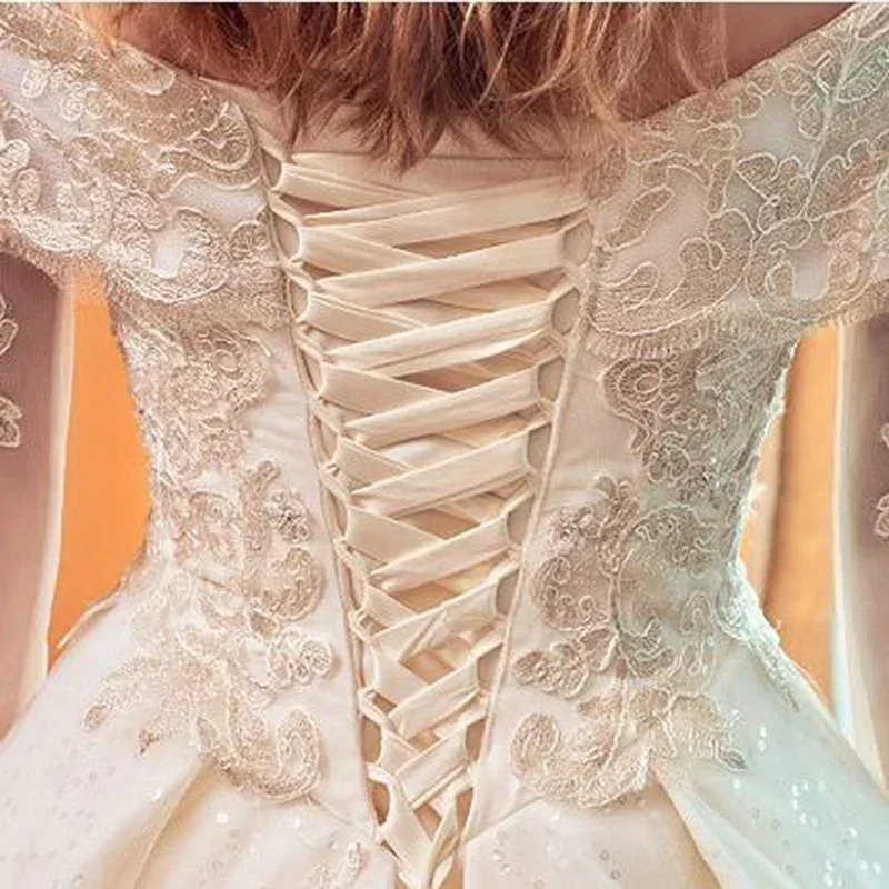 Kit corsetto in raso di colore personalizzato Cerniera di ricambio Abito da sposa Indietro Tessitura in pizzo Accessori per abiti da sposa artigianali fai da te Con lacci