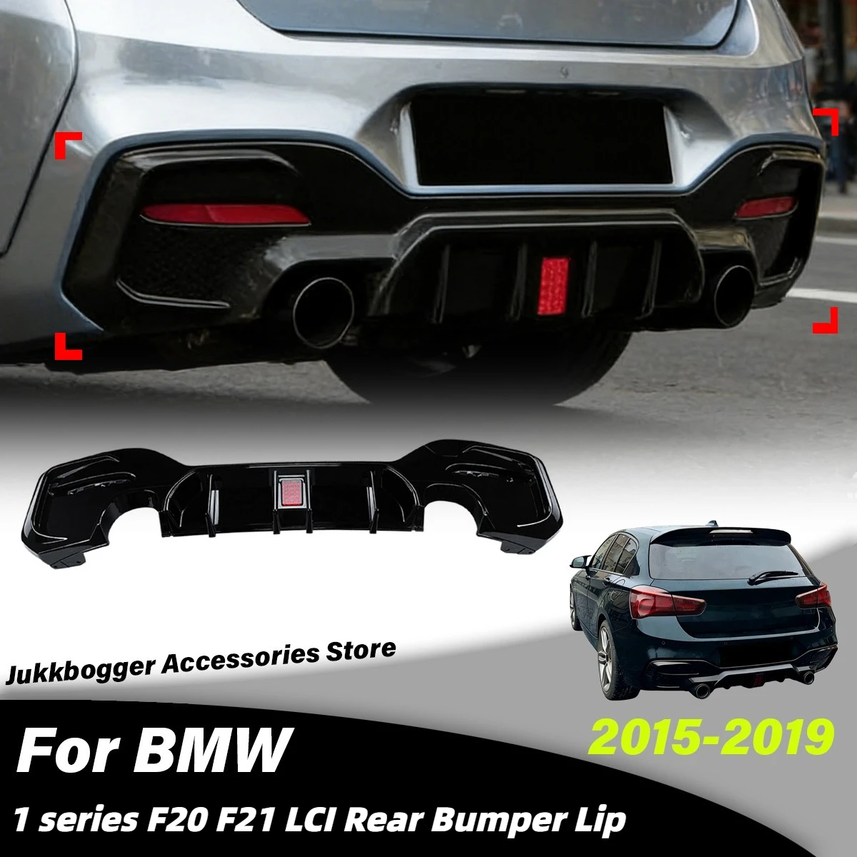 For BMW 1 series F20 F21 M Sport 2015 2016 2017 2018 2019 Lci Car Rear Bumper Spoiler Lip Diffuser Decoration Accessories Kit