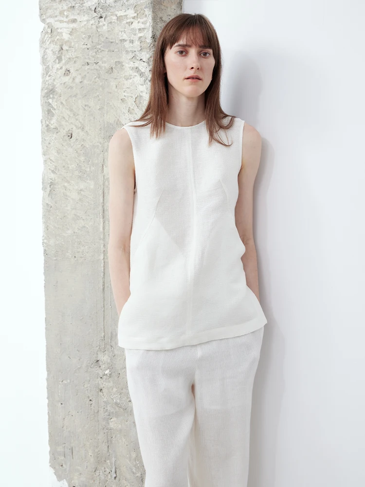 

LIAC ROC25 Новая летняя льняная комфортная немнущаяся майка-топ свободного кроя для женщин, универсальная, простая в сочетании