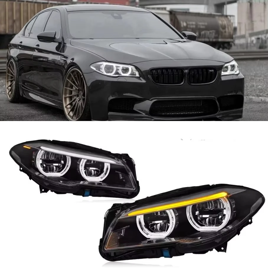 

Headlight Assembly for 5 Series F10 F18 (2011-2017 Models), Upgraded Full LED Angel Eye DRL with Sequential Start Animation