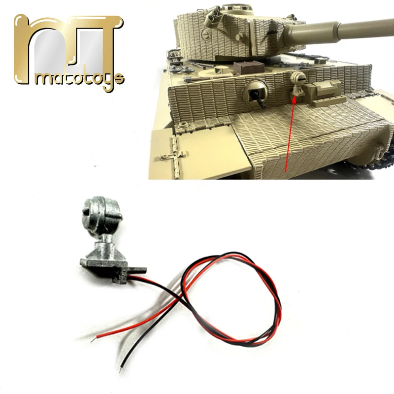 Farol de metal Mato com luz LED versão final para modelo de tanque 1/16 RC German Tiger 1 peças atualizadas de metal