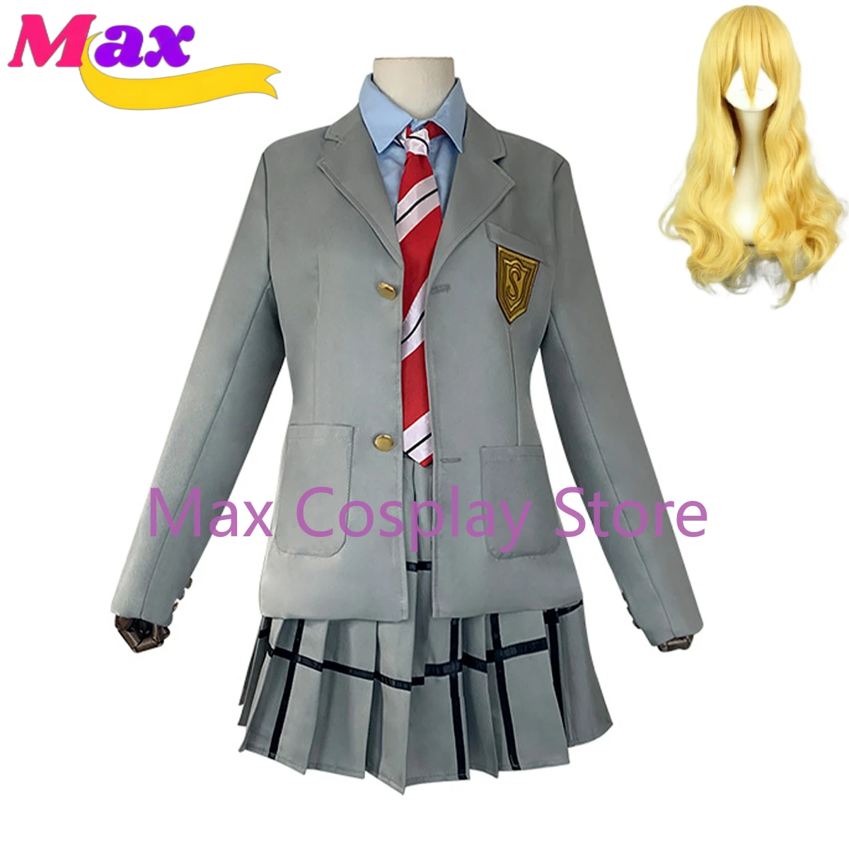 

Max Cos Anime Your Lie in April Cosplay Miyazono Kaori Costume School Uniform Party Suit