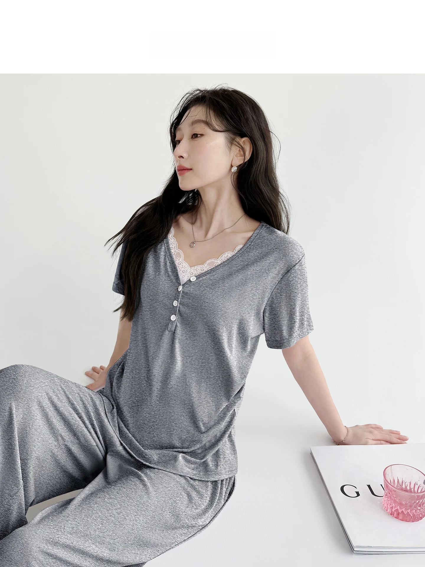 helloyashute-ropa-de-dormir-para-mujer-con-almohadilla-para-el-pecho-pantalones-largos-de-manga-corta-de-verano-finos-adec