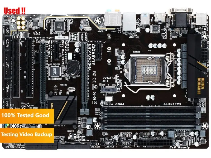 Imagem -02 - Placa-mãe Original Soquete Z170 Lga 1151 Suporte Ddr4 i7 6700k Gigabyte-ga-z170-hd3