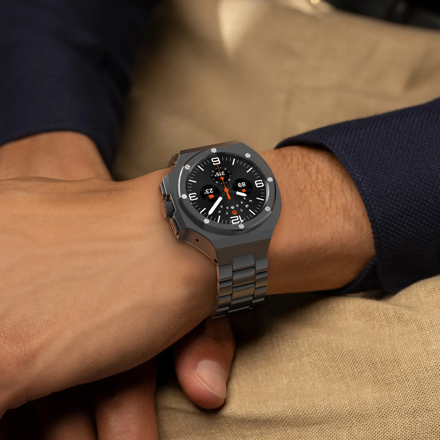 مجموعة تعديل لساعة سامسونج جالاكسي ، علبة معدنية من الفولاذ المقاوم للصدأ ، شريط إطار حزام ، تعديل لساعة ألترا 7 ألترا ، 47