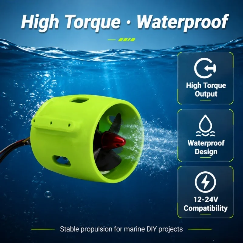 12-24V 20A DC Brushless Underwater Thruster 4-Blade Propeller Fully Waterproof Submersible Propulsion Motor For ROV AUV