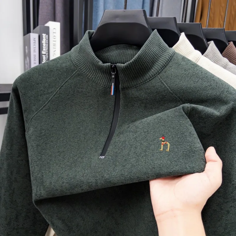 سويت شيرت رجالي أصلي من Derong نصف سحاب وياقة واقفة وأكمام طويلة مضاد للكهرباء الساكنة، صديق للبشرة، خريف دافئ ناعم #4