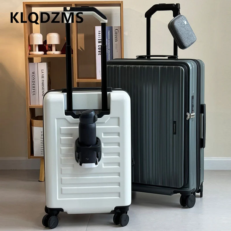 KLQDZMS Carry-on Travel Luggage Side Opening Boarding Case 20"24"26 Inch PC Trolley Case Men's Expandable Zipper Suitcase