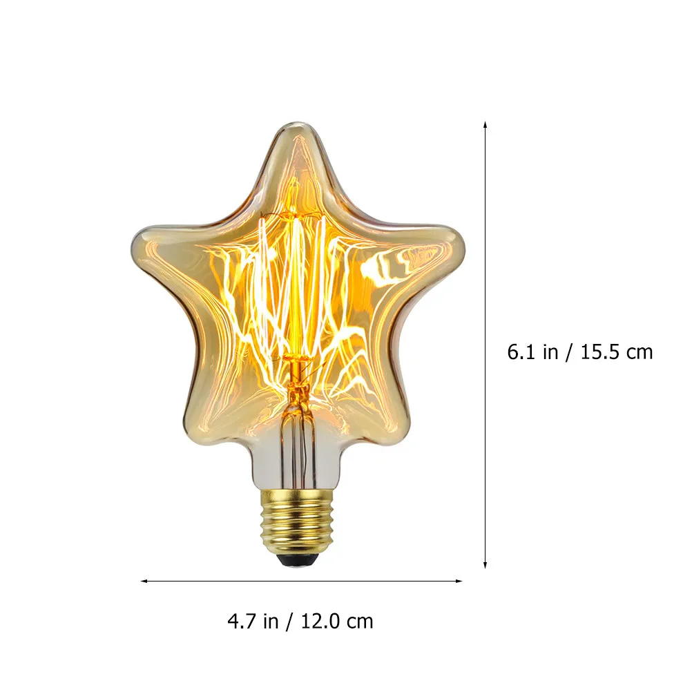1Pcs Glass Retro Light Bulb For Retro Home Christmas E27 Five-pointed Star Vintage Incandescent 40W