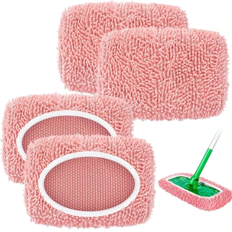 4Pcs Microfiber Mop Pads Reusable for Swiffer Sweeper Dry Wet Mopping Washable Cleaning Cloths for Hardwood Floor Surface
