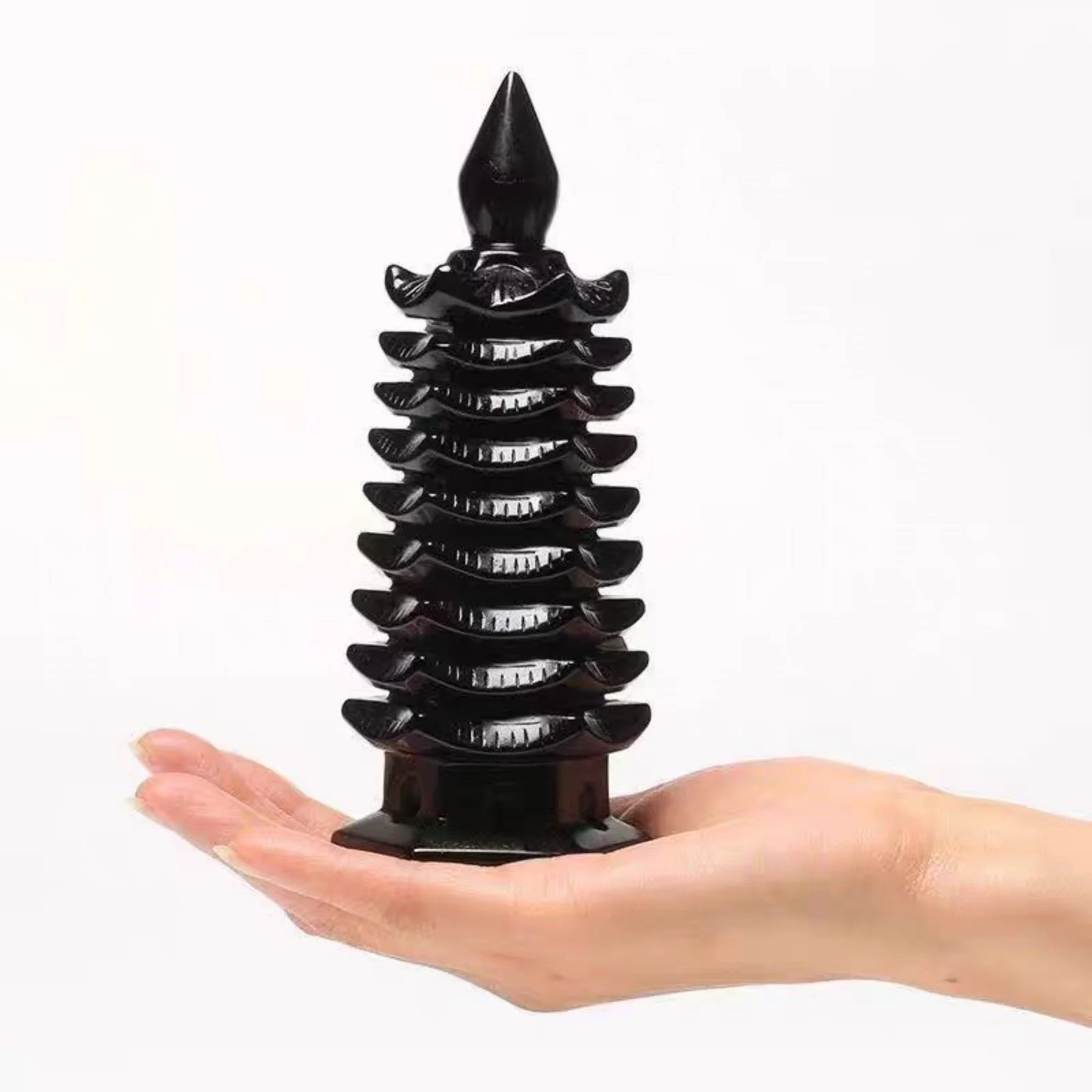 

Natural Formed!Obsidian,Wenchang Tower,Quartz Crystal Black Mineral Polished Tower,Mineral,Reiki,Healing Wealth Tower